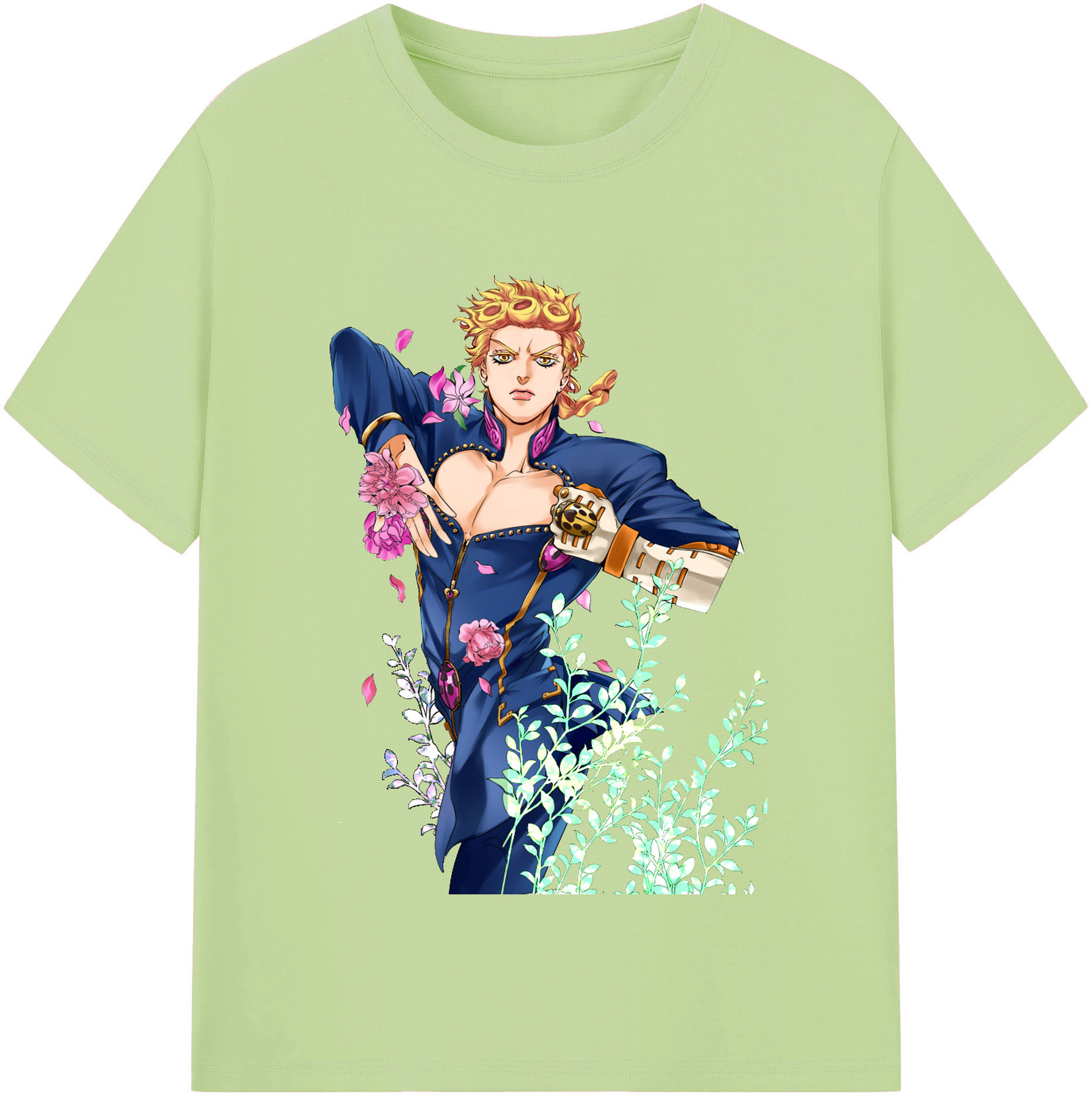 （画像用） ジョジョの奇妙な冒険 ジョルノ?ジョバァーナ JoJo's Bizarre Adventure Giorno Giovanna 綿100％半袖Tシャツ（フロントプリント）